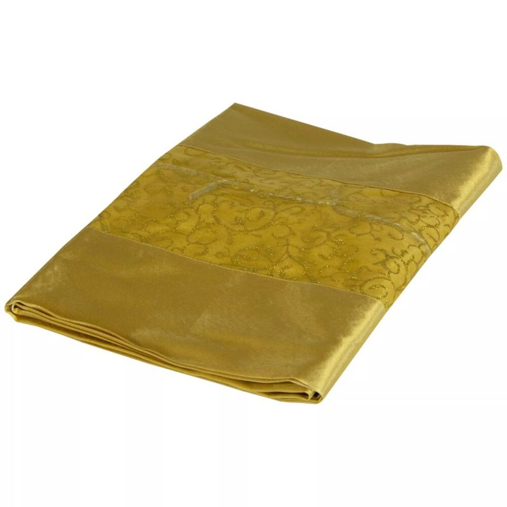 Gold Coast Illuminated Glitter Scroll Holiday Table Runner 70" x 14" in Gold